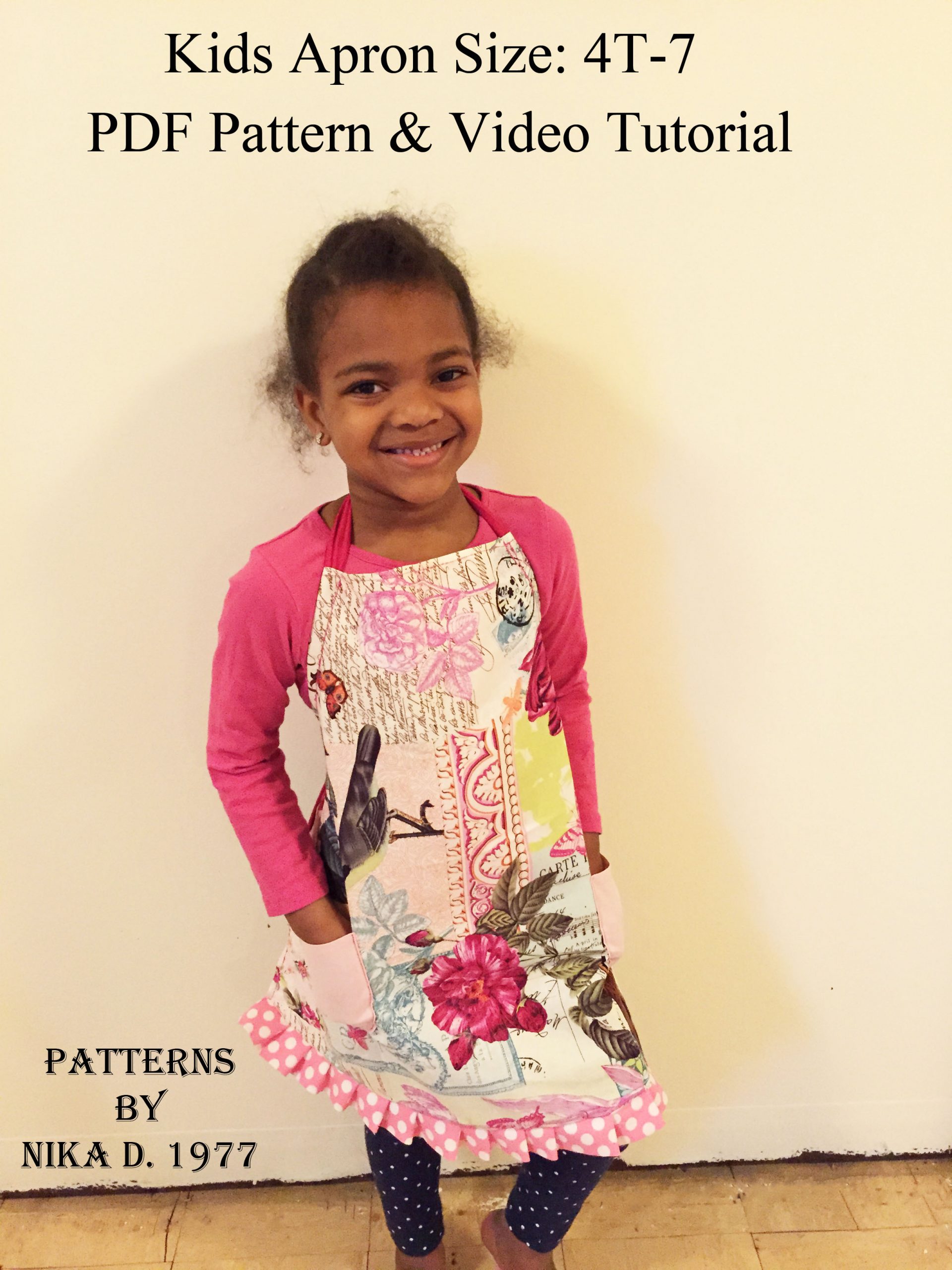 Kids Apron PDF Pattern Sizes 4T -7 yrs